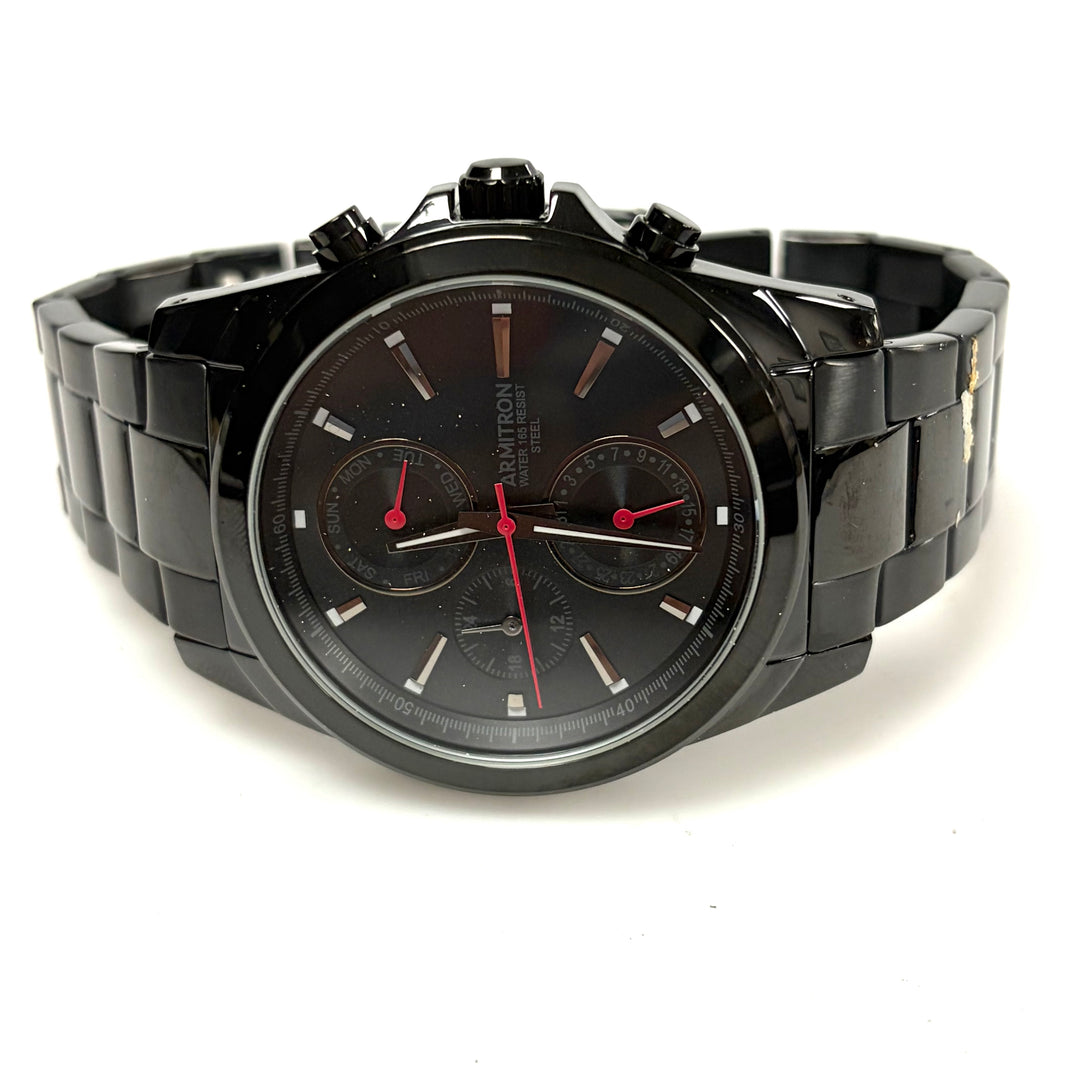 w035 Armitron Black Ion-Plated Stainless Steel Multi-Function Dress Watch 205250