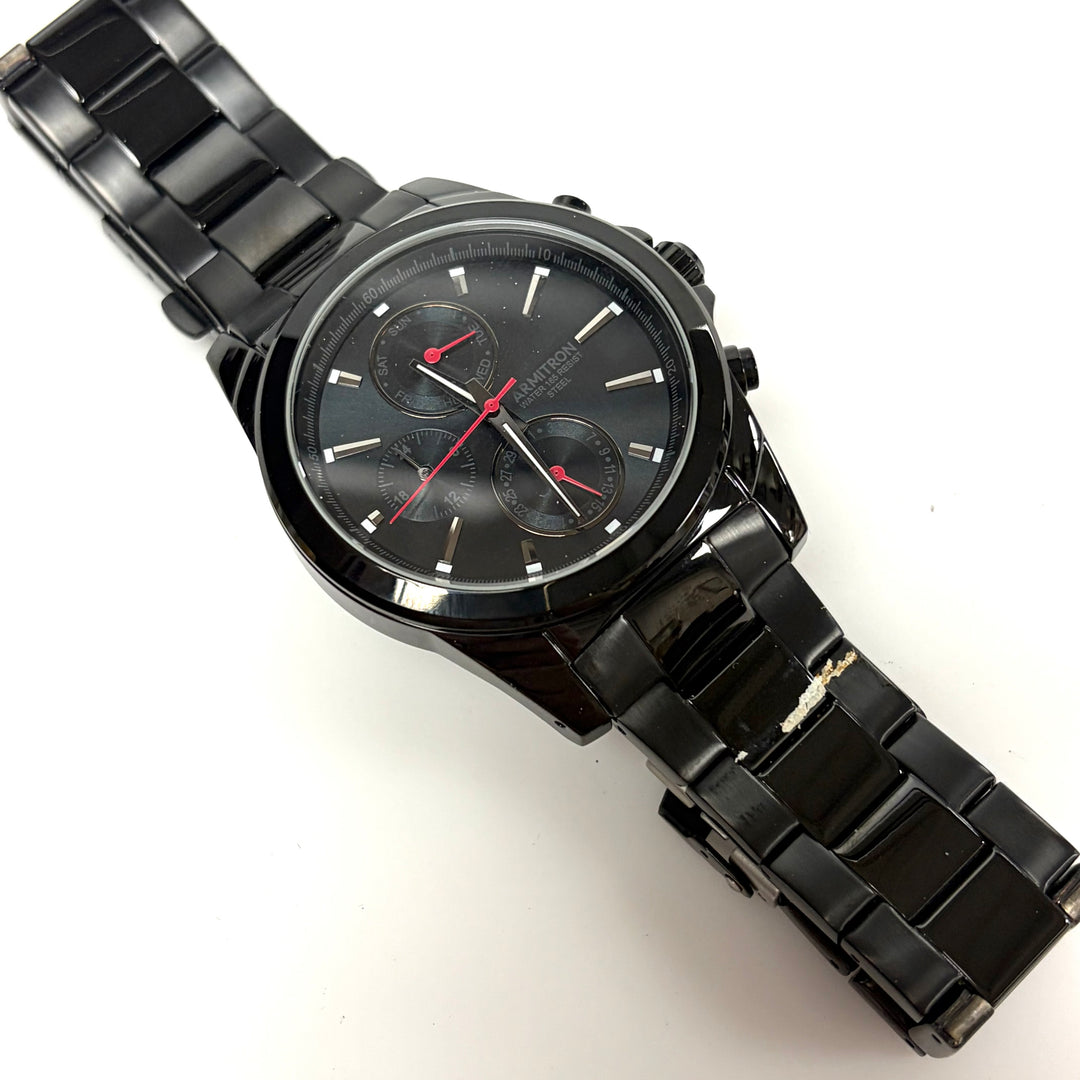 w035 Armitron Black Ion-Plated Stainless Steel Multi-Function Dress Watch 205250