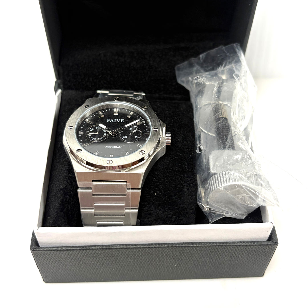 w042 The Icon Black stainless steel wrist watch from the brand FAIVE Myota Mov't