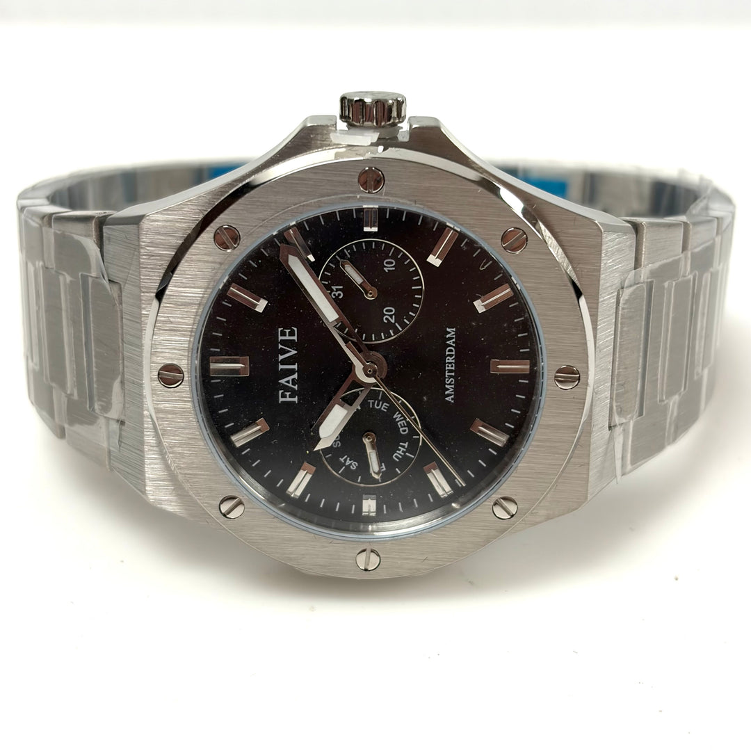 w042 The Icon Black stainless steel wrist watch from the brand FAIVE Myota Mov't