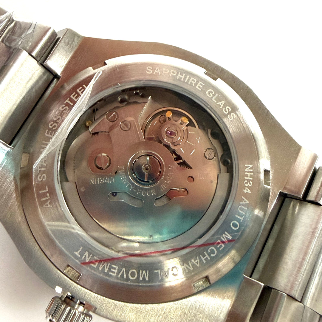 w044 Huber Novus GMT Stainless Steel Seiko NH34 Automatic Movement Wrist Watch