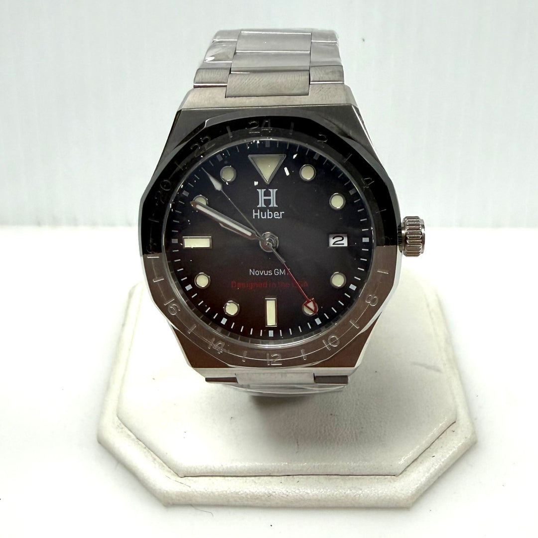 w044 Huber Novus GMT Stainless Steel Seiko NH34 Automatic Movement Wrist Watch