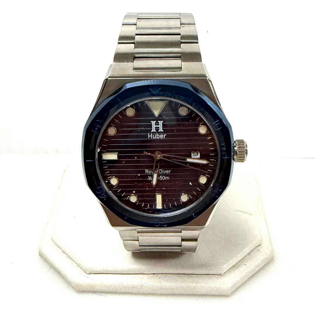 w045 Huber Royal Diver Azure Stainless Steel 8215 Automatic Men's Wrist Watch