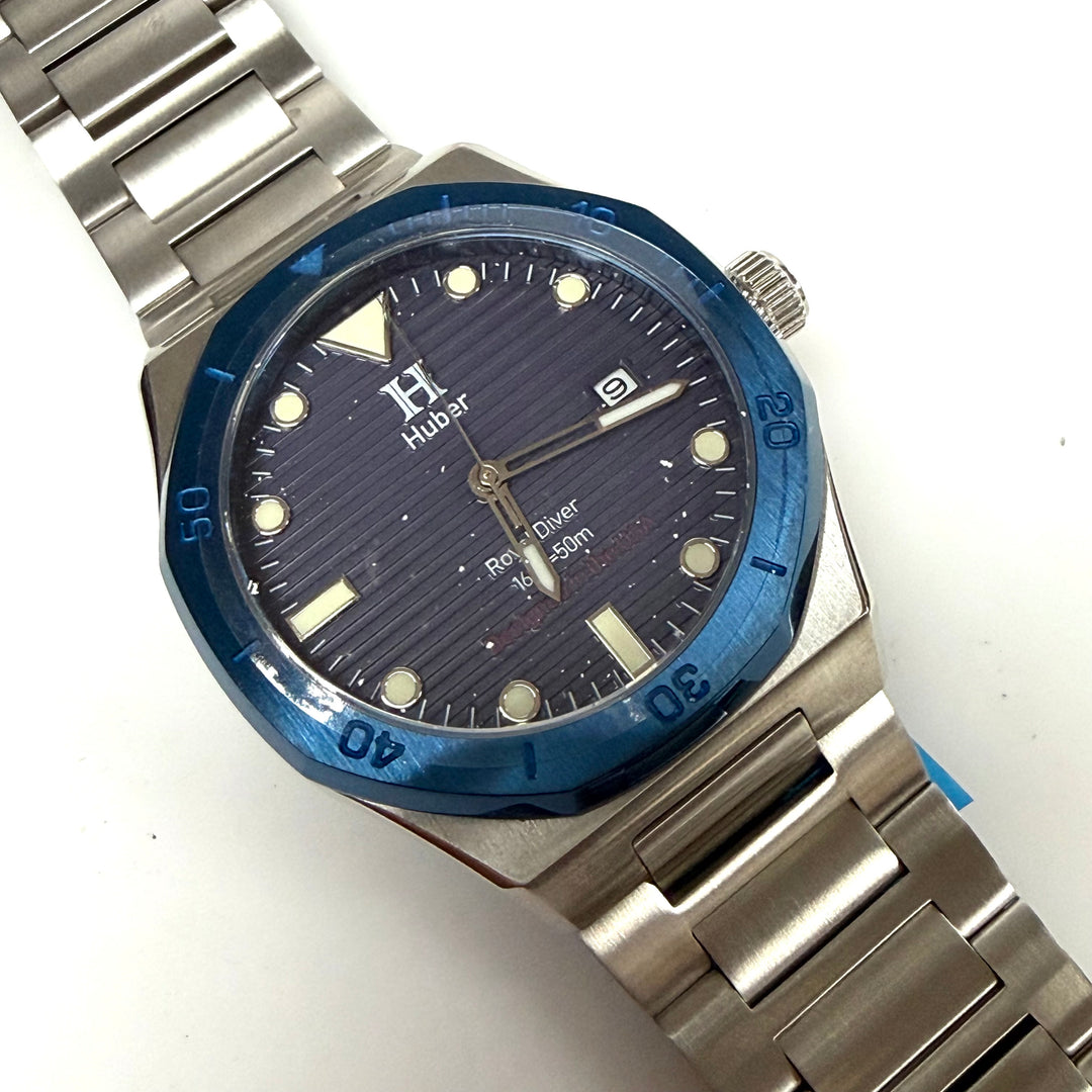 w045 Huber Royal Diver Azure Stainless Steel 8215 Automatic Men's Wrist Watch