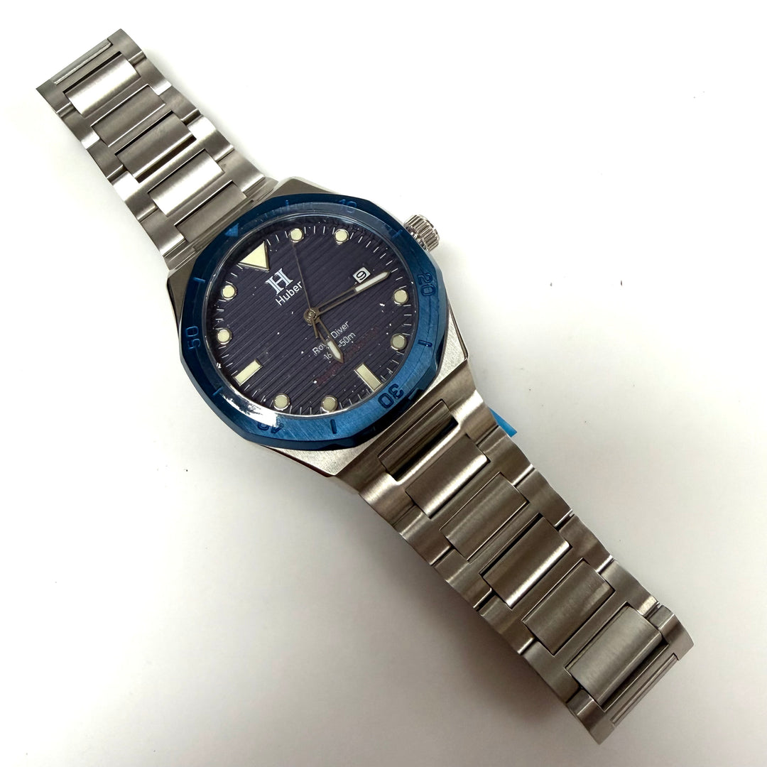 w045 Huber Royal Diver Azure Stainless Steel 8215 Automatic Men's Wrist Watch