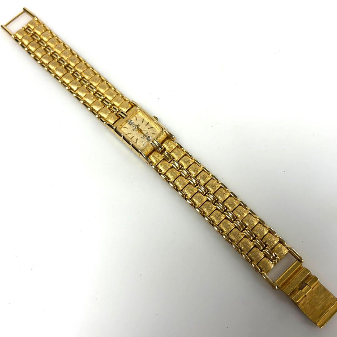 w047 Vintage Elgin Diamond Quartz Tank-style Women's Wrist Watch Model EM846
