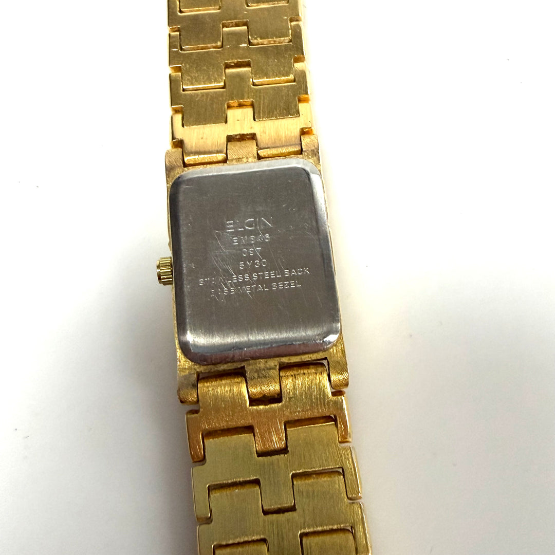 w047 Vintage Elgin Diamond Quartz Tank-style Women's Wrist Watch Model EM846