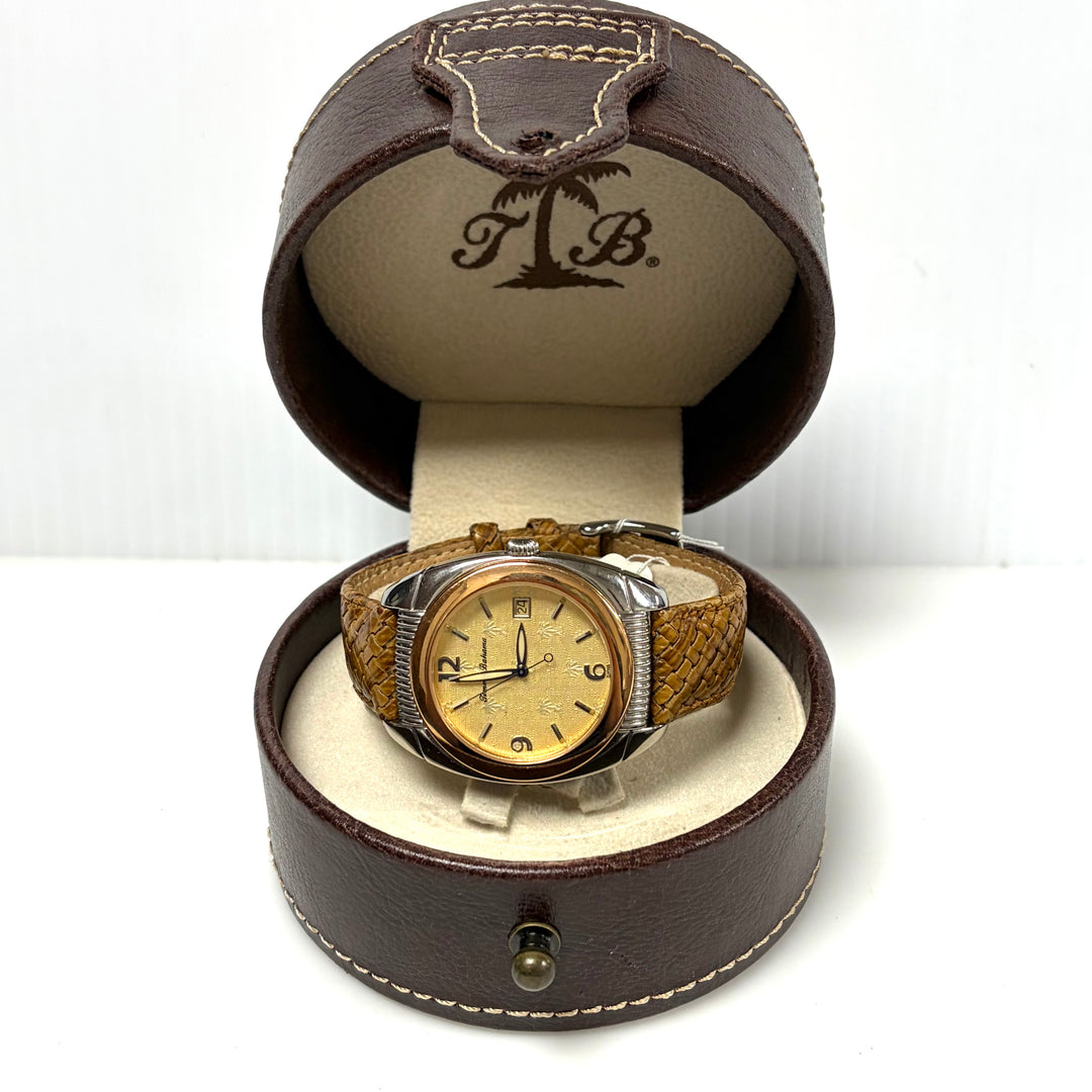 w050 Tommy Bahama TB1032 Men's Swiss Quartz Wrist Watch Rose Gold-plated Bezel