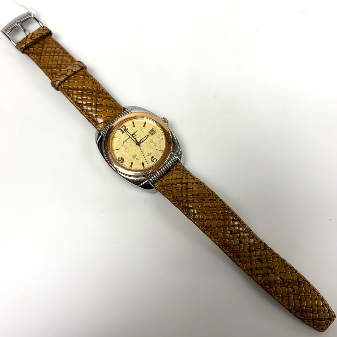 w050 Tommy Bahama TB1032 Men's Swiss Quartz Wrist Watch Rose Gold-plated Bezel