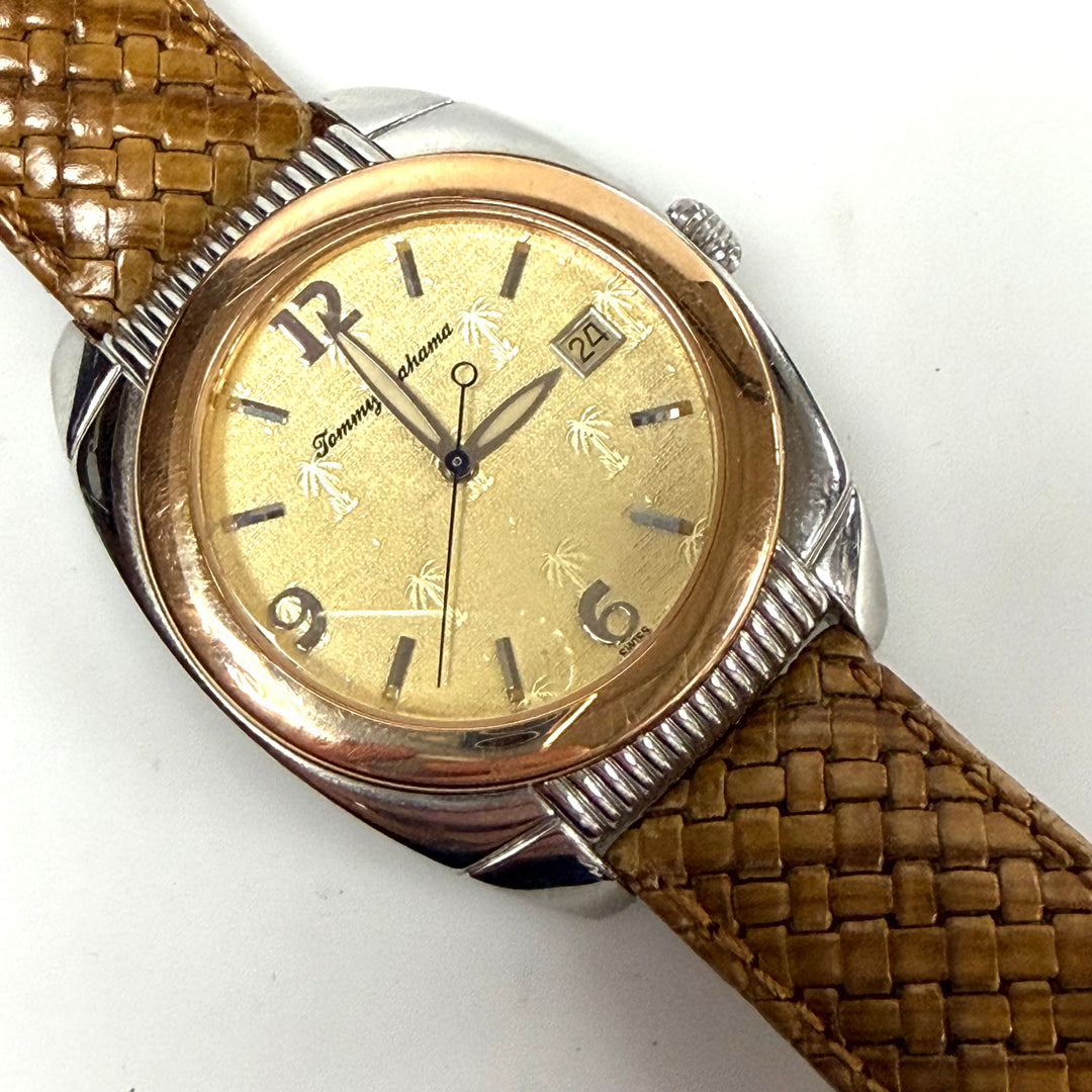 w050 Tommy Bahama TB1032 Men's Swiss Quartz Wrist Watch Rose Gold-plated Bezel