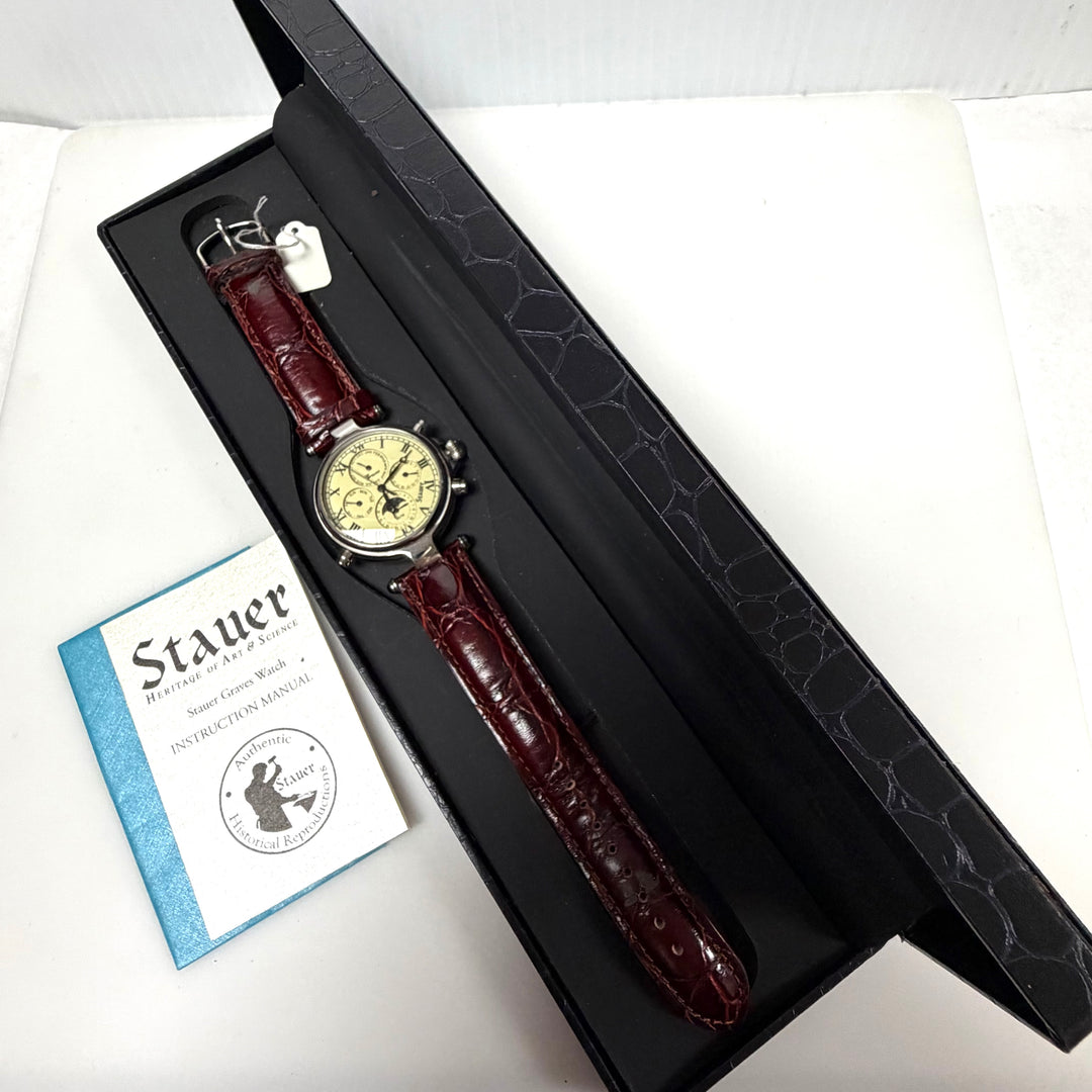 w051 Stauer Graves '33 Automatic Men' Wrist Watch Vintage-style Cream/ivory Dial