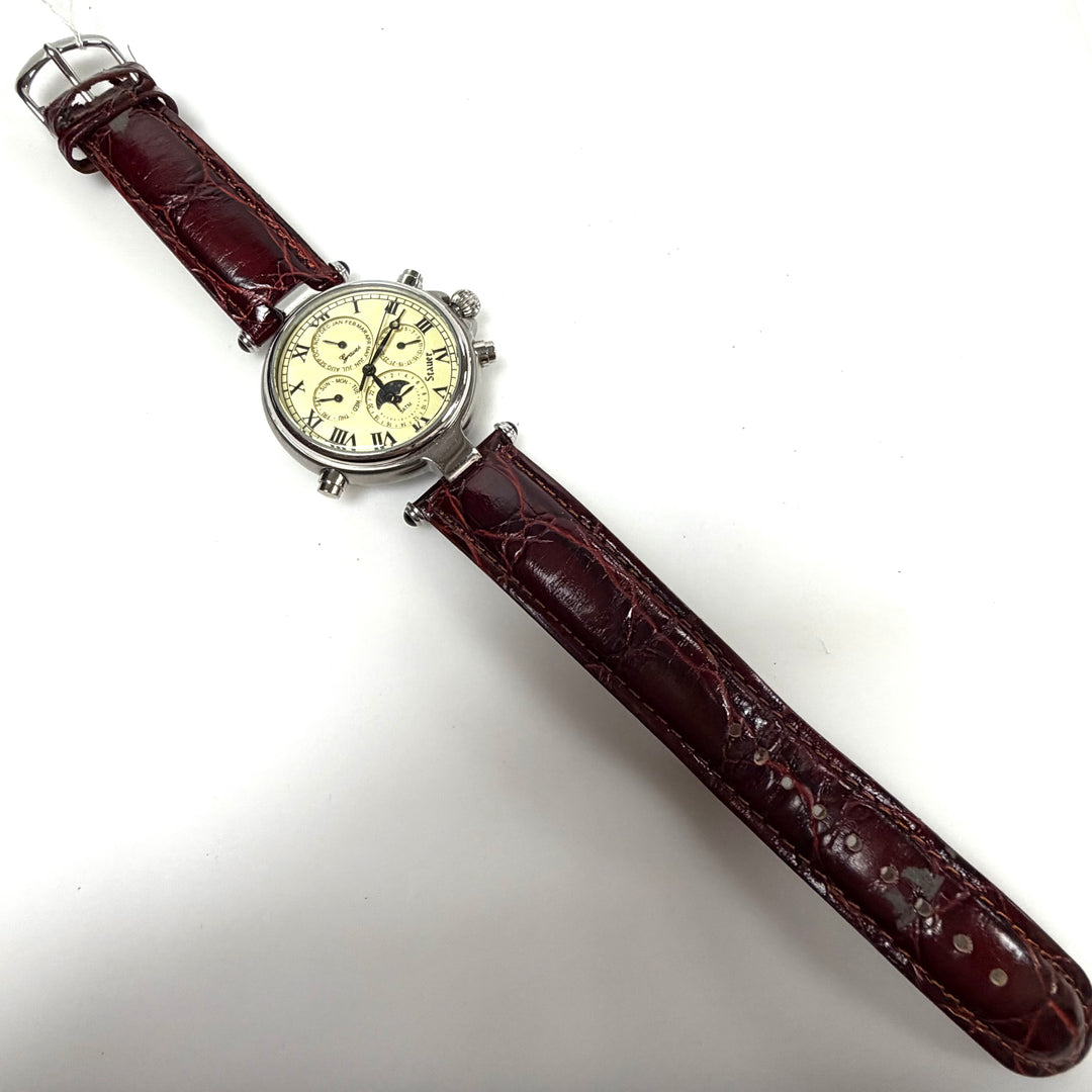 w051 Stauer Graves '33 Automatic Men' Wrist Watch Vintage-style Cream/ivory Dial