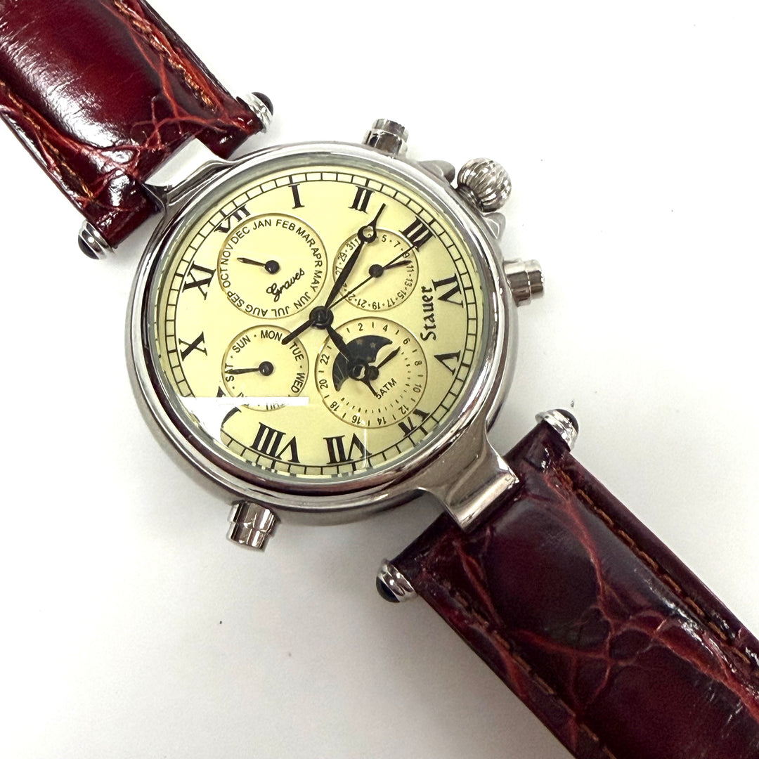w051 Stauer Graves '33 Automatic Men' Wrist Watch Vintage-style Cream/ivory Dial