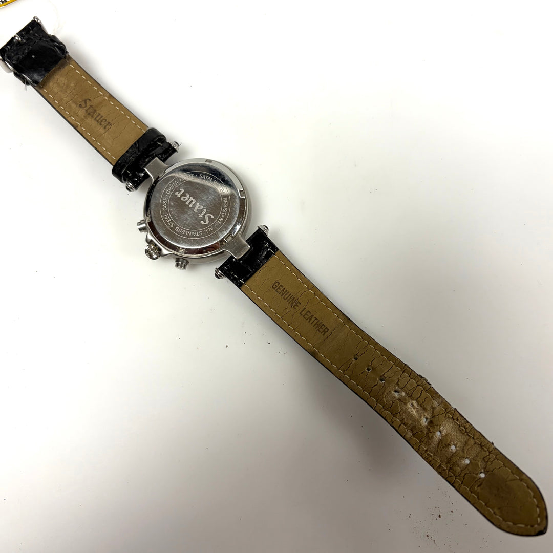 w052 Stauer Noire Automatic Men' Wrist Watch Vintage-style Black Dial Stainless