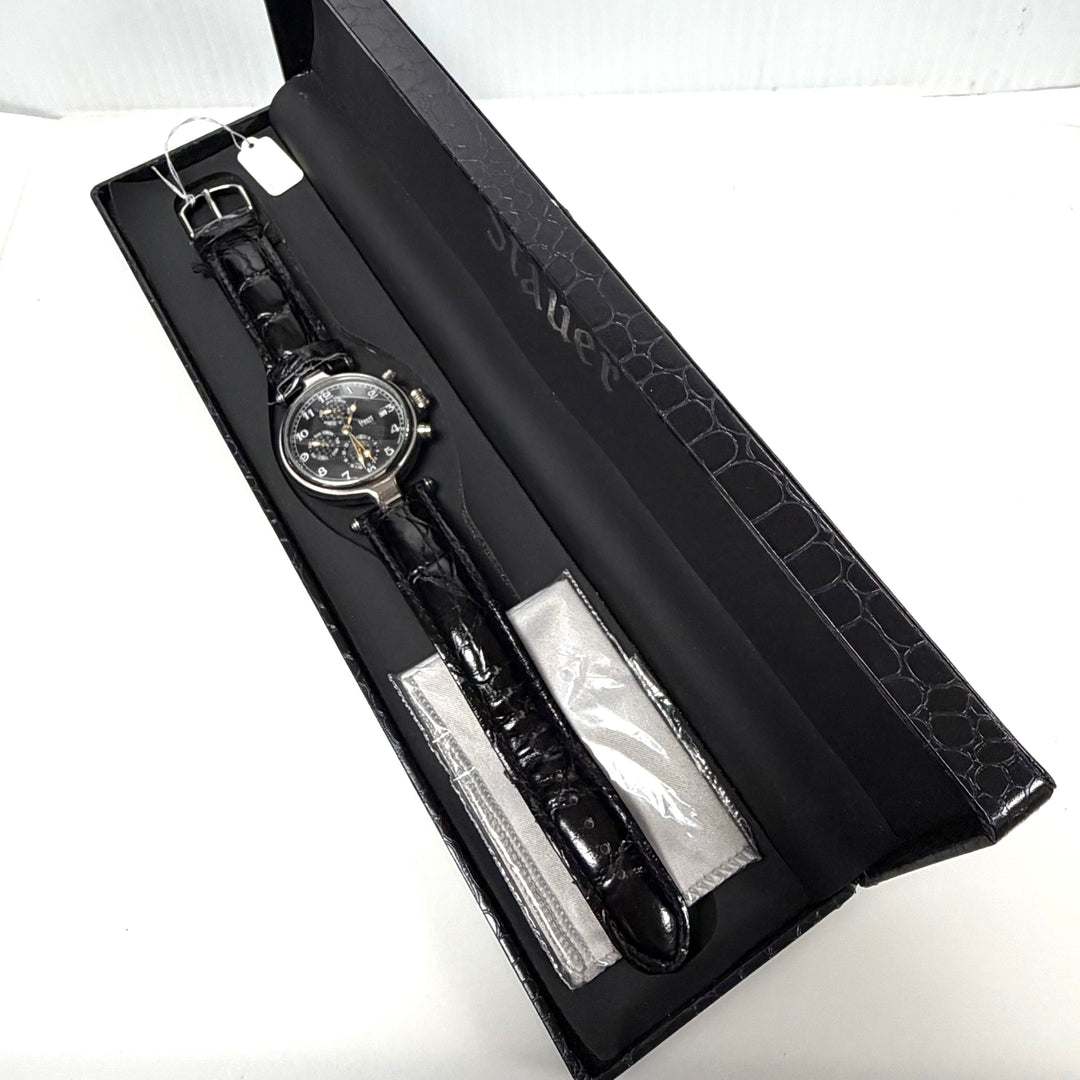 w052 Stauer Noire Automatic Men' Wrist Watch Vintage-style Black Dial Stainless