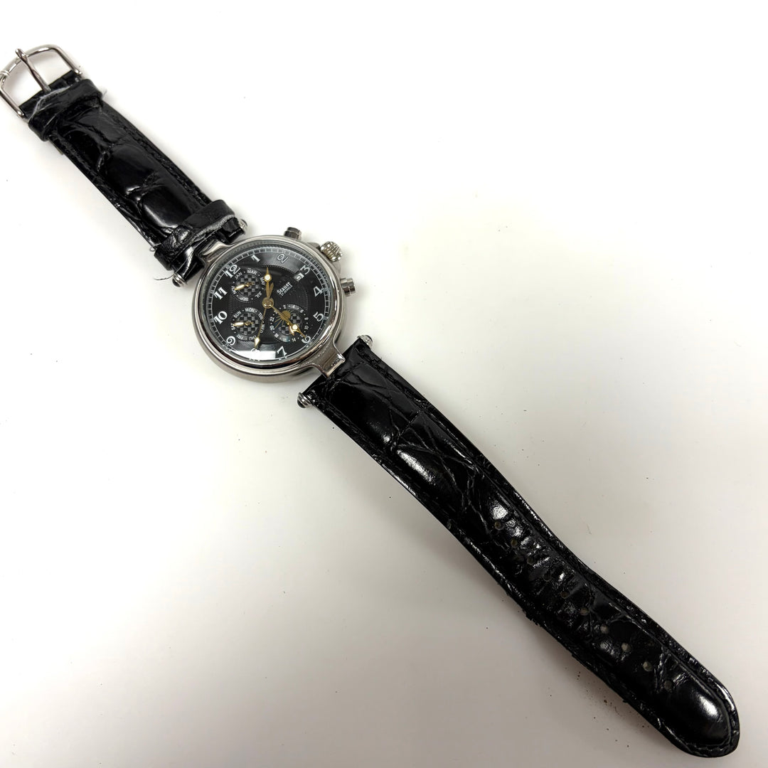 w052 Stauer Noire Automatic Men' Wrist Watch Vintage-style Black Dial Stainless