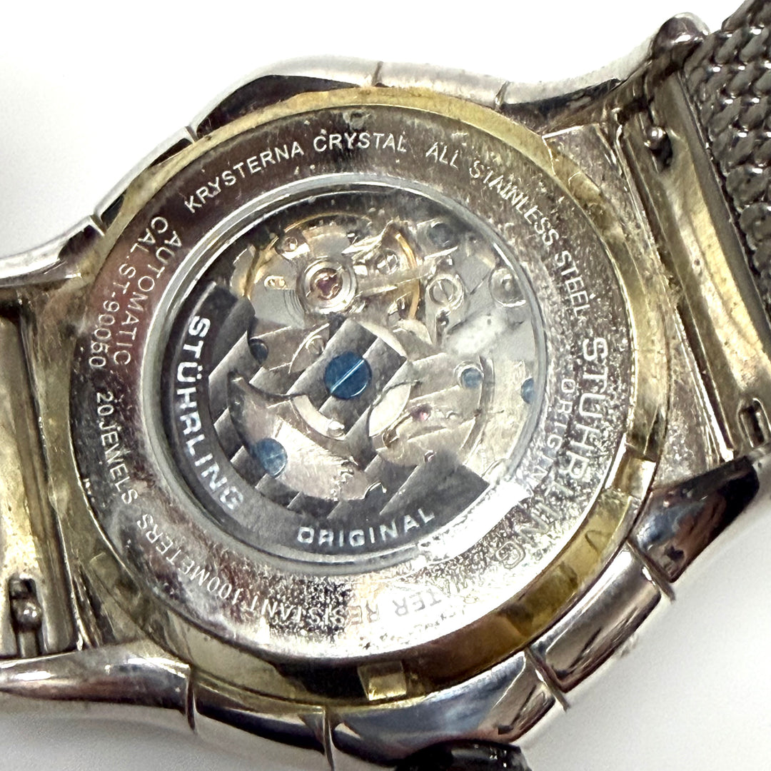 w059 Stuhrling Original Alpine Automatic Skeleton Men's Wrist Watch 20J 47mm