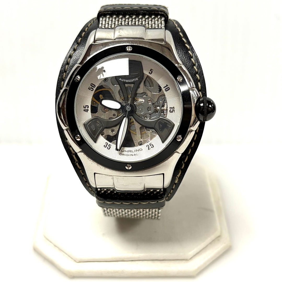 w059 Stuhrling Original Alpine Automatic Skeleton Men's Wrist Watch 20J 47mm