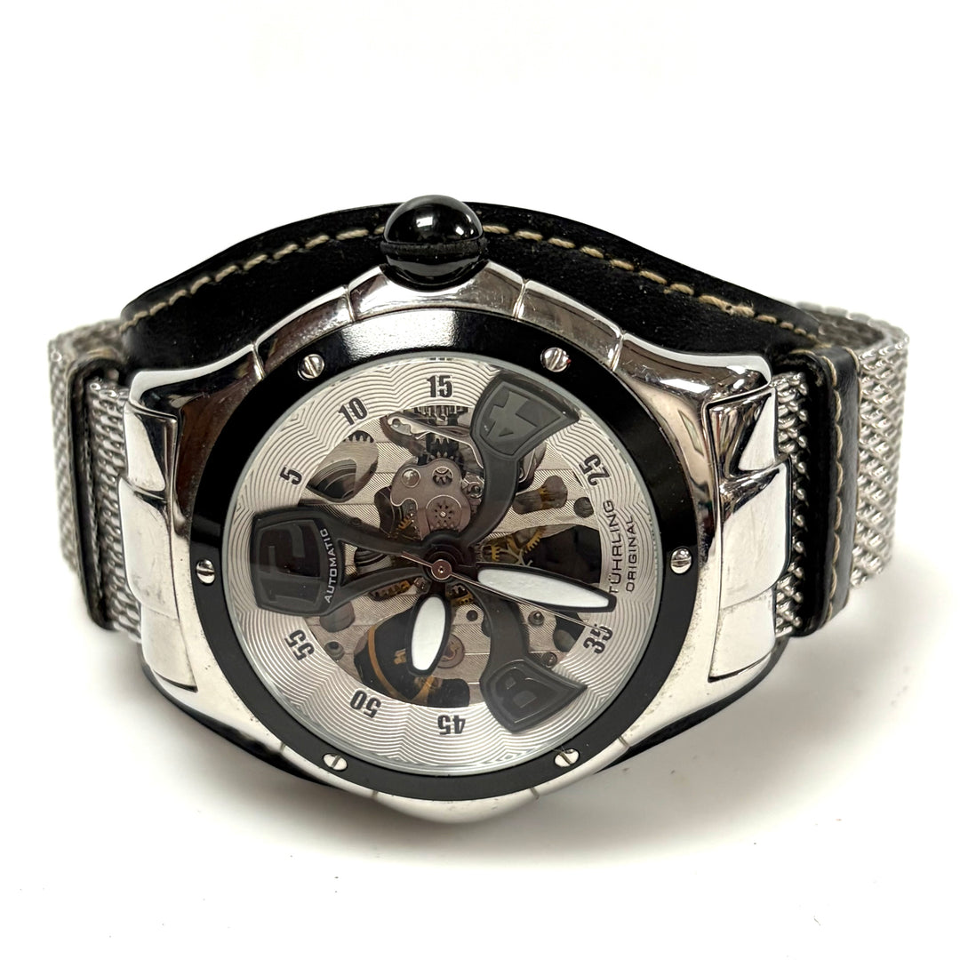 w059 Stuhrling Original Alpine Automatic Skeleton Men's Wrist Watch 20J 47mm