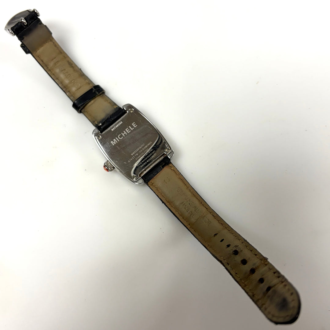 w063 Michele Urban Mini Curved Diamond Wrist Watch Brilliant 135 Diamond Bezel