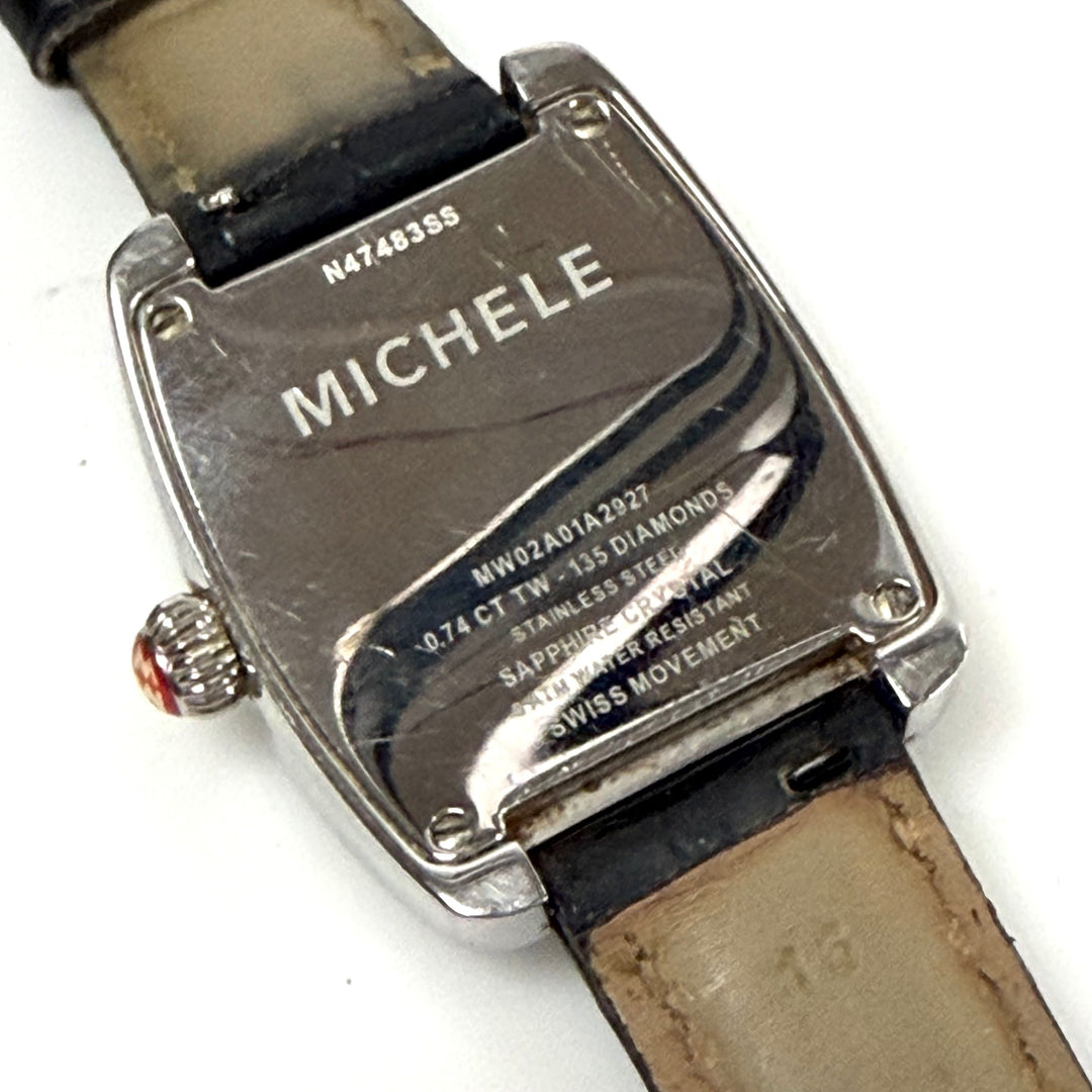 w063 Michele Urban Mini Curved Diamond Wrist Watch Brilliant 135 Diamond Bezel