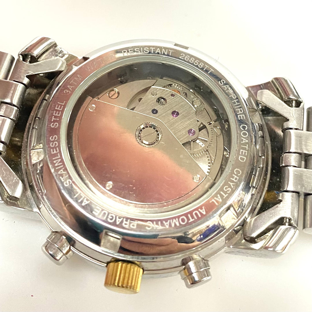 w064 Prague Men's Automatic Multi-Dial Wrist Watch Classic Two-tone Stainless