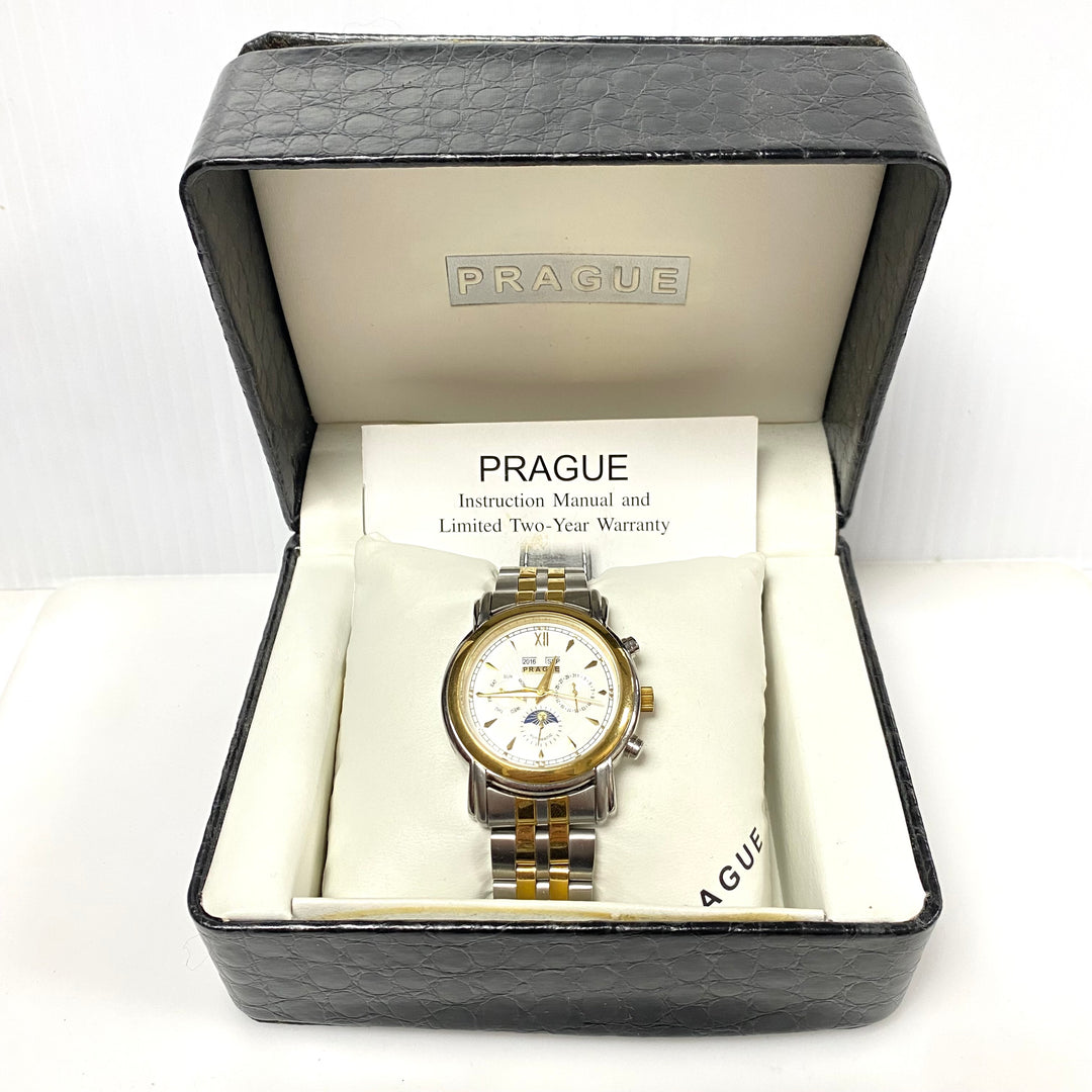 w064 Prague Men's Automatic Multi-Dial Wrist Watch Classic Two-tone Stainless