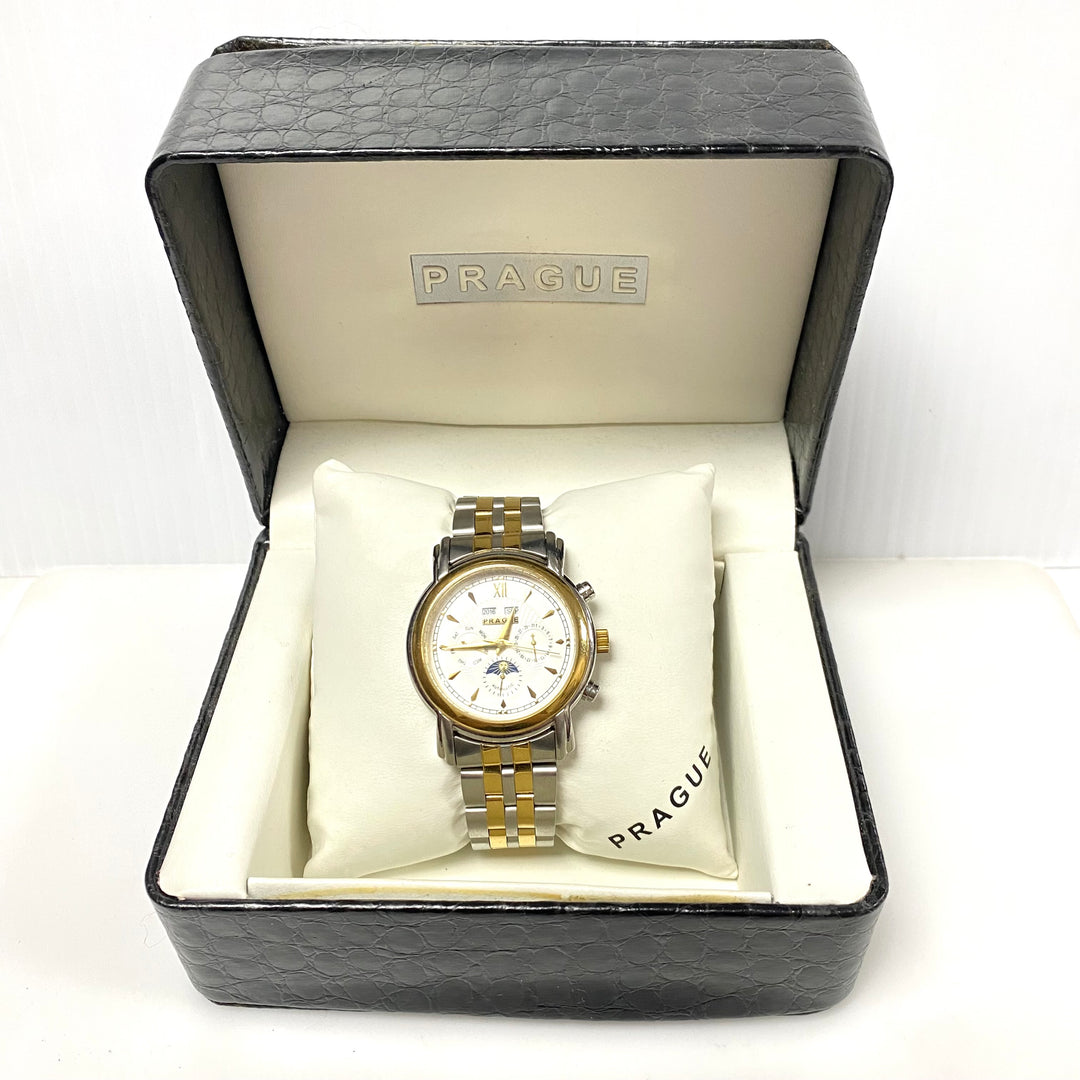 w064 Prague Men's Automatic Multi-Dial Wrist Watch Classic Two-tone Stainless