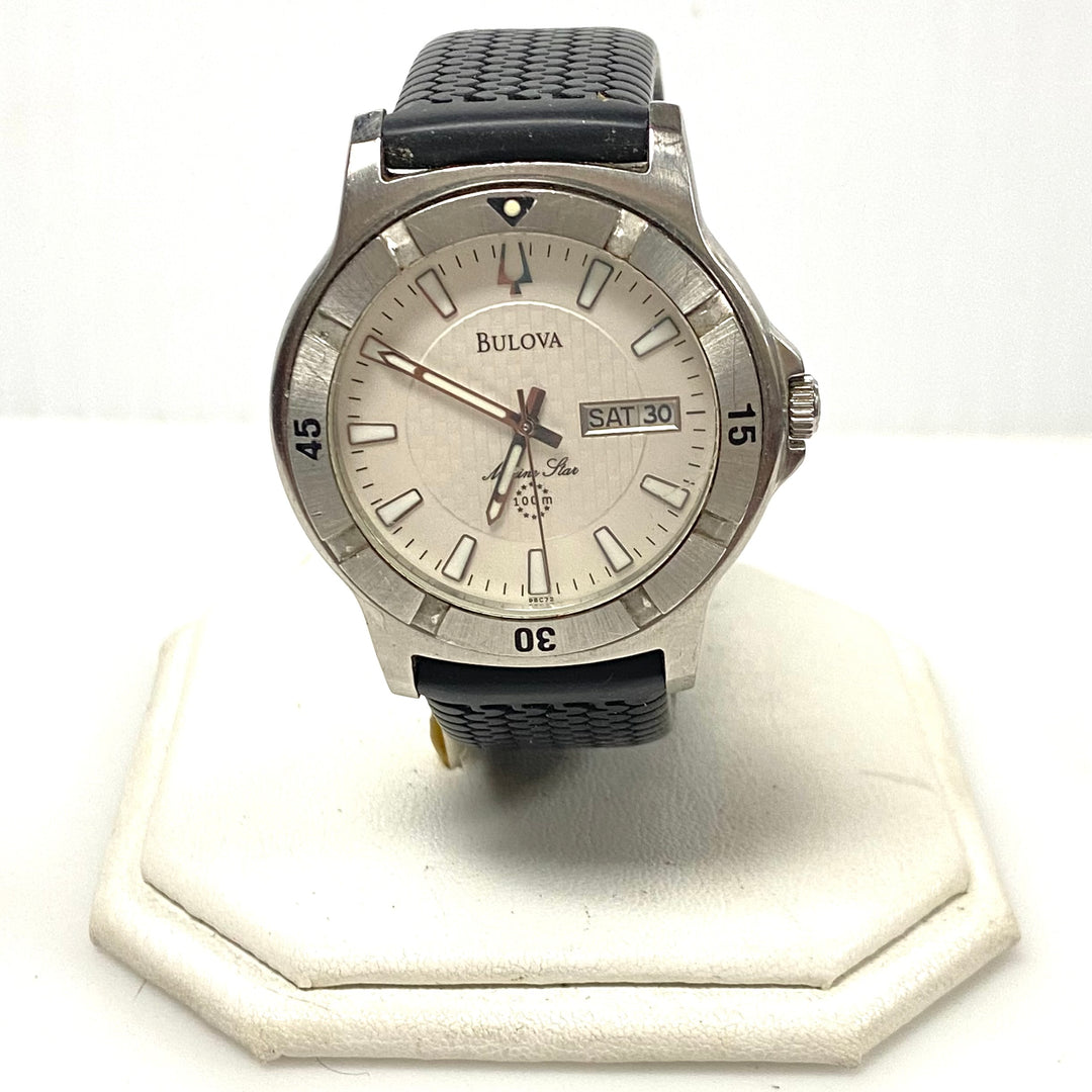 w065 Vintage Bulova Marine Star Quartz Men's Wrist Watch Model C937354 St. Steel