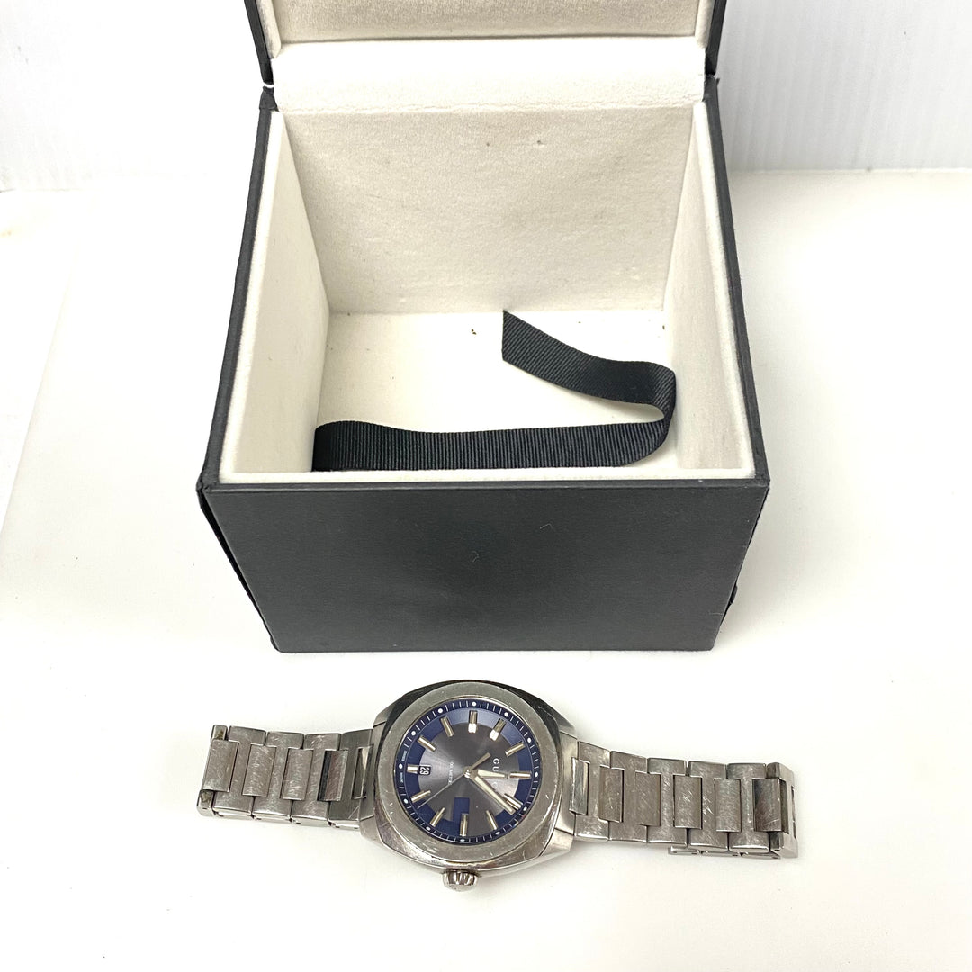 w066 Gucci GG2570 Blue Dial Men's Wrist Watch Series 142.2 Cushion-shaped St.stl