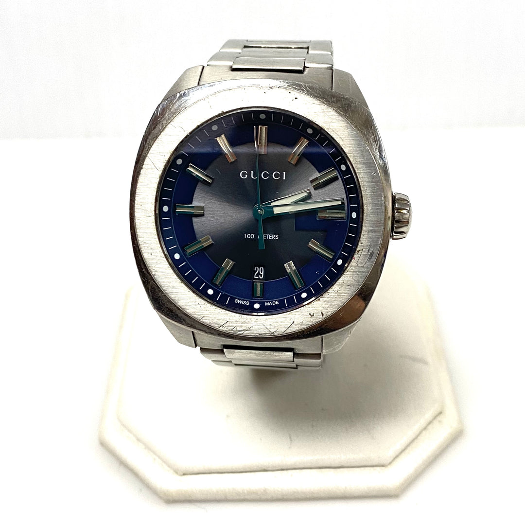 w066 Gucci GG2570 Blue Dial Men's Wrist Watch Series 142.2 Cushion-shaped St.stl