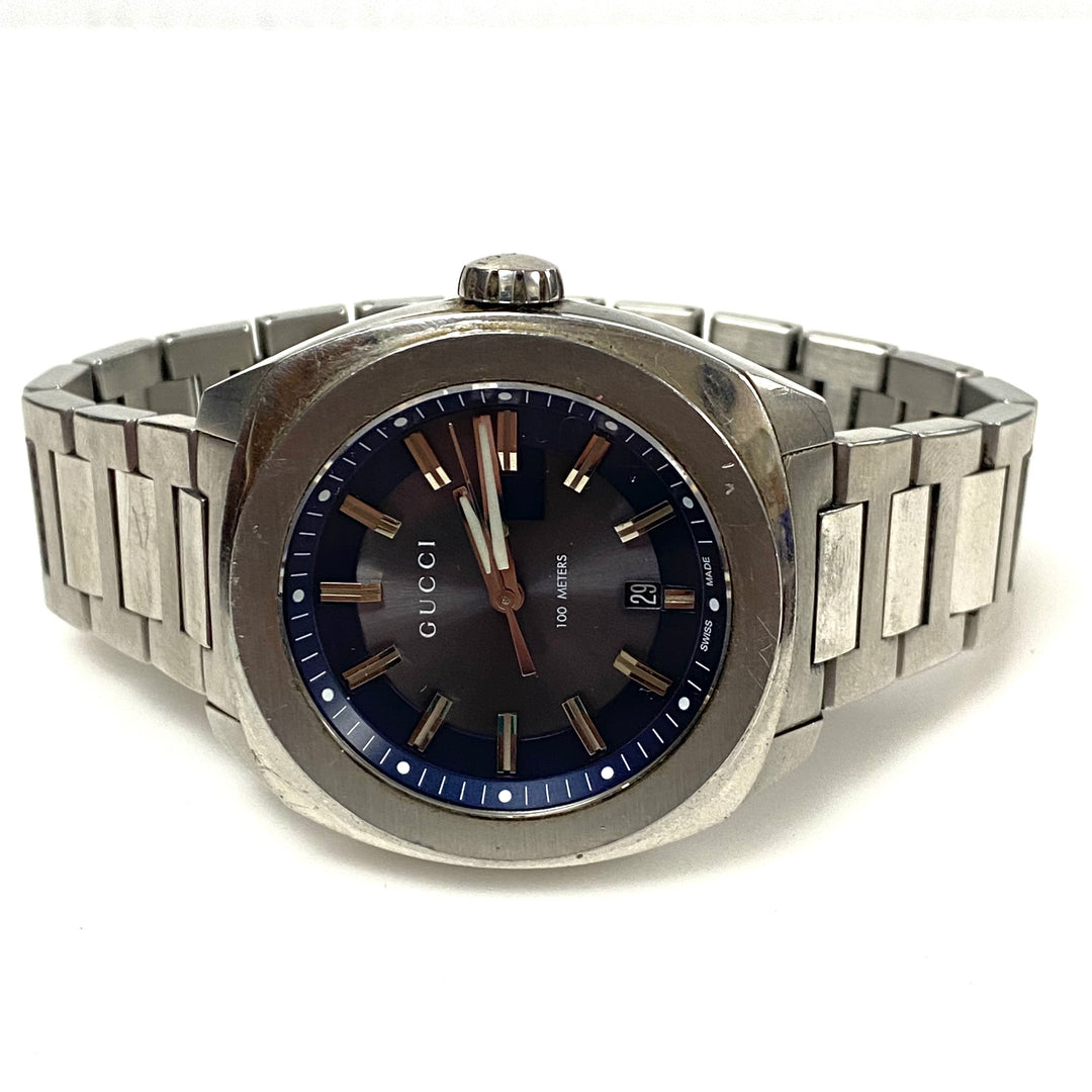 w066 Gucci GG2570 Blue Dial Men's Wrist Watch Series 142.2 Cushion-shaped St.stl