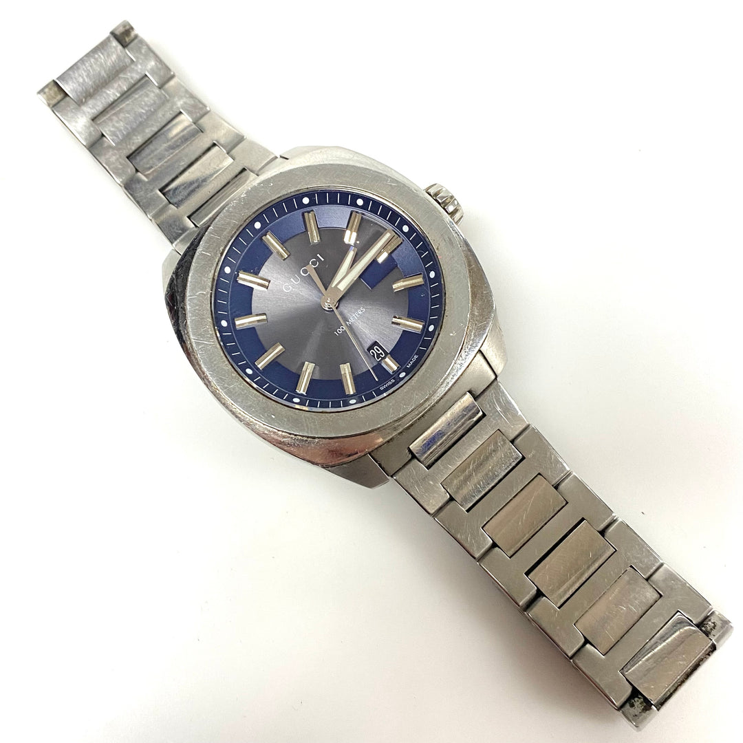 w066 Gucci GG2570 Blue Dial Men's Wrist Watch Series 142.2 Cushion-shaped St.stl