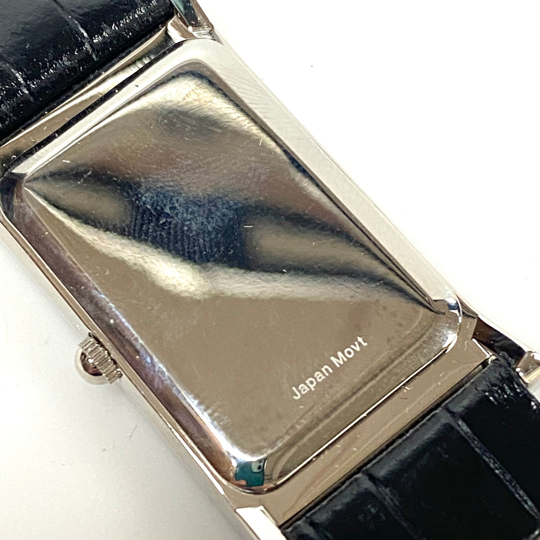 w068 Coldwater Creek Pedre Croc Tank Wrist Watch Pearlized/mother-of-pearl Dial