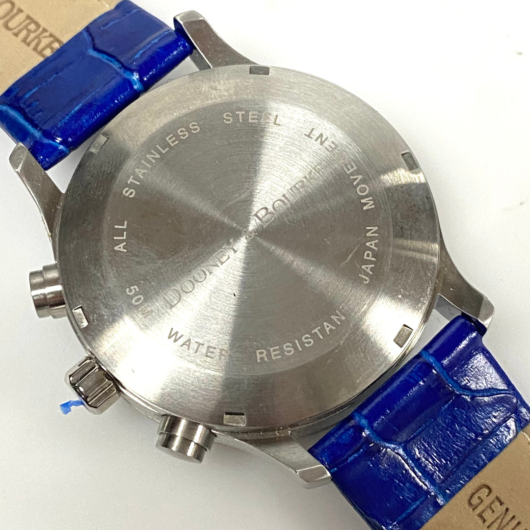 w070 Dooney & Bourke Chronograph Wrist Watch Dark Blue Textured Dial Stainless