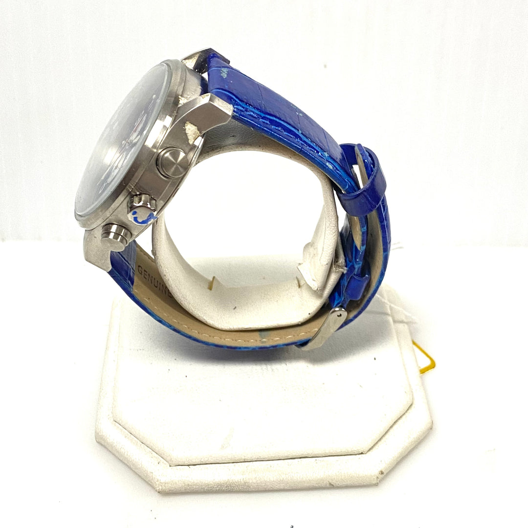 w070 Dooney & Bourke Chronograph Wrist Watch Dark Blue Textured Dial Stainless