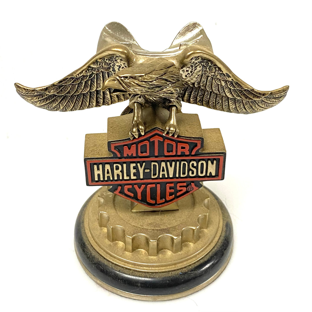 w074 vintage Franklin Mint Harley-Davidson Low Rider Pocket Watch & Eagle Stand