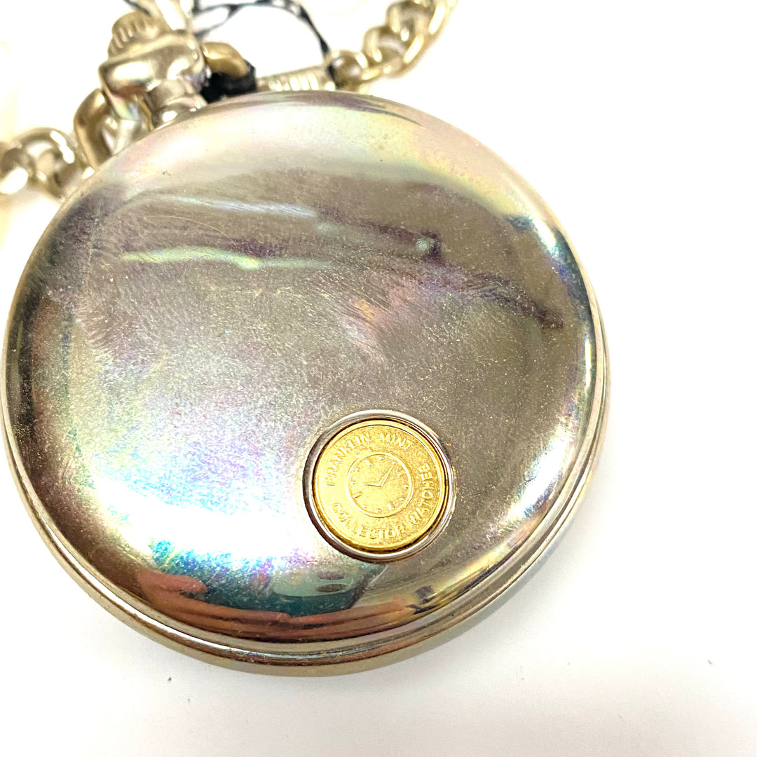 w074 vintage Franklin Mint Harley-Davidson Low Rider Pocket Watch & Eagle Stand