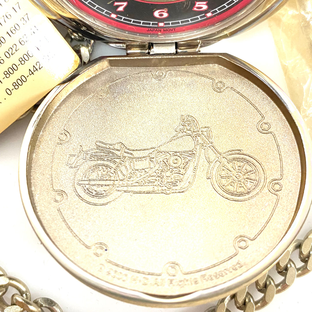 w074 vintage Franklin Mint Harley-Davidson Low Rider Pocket Watch & Eagle Stand