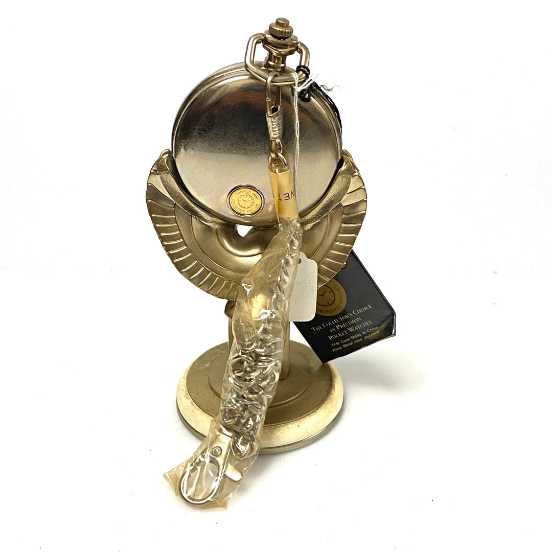 w075 Vintage Franklin Mint Harley-Davidson Superglide Collector's Pocket Watch &amp; Eagle Stand