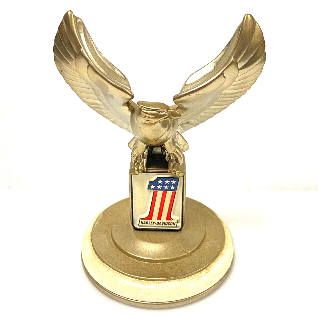 w075 Vintage Franklin Mint Harley-Davidson Superglide Collector's Pocket Watch &amp; Eagle Stand