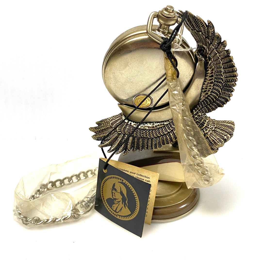 w076 Vintage Franklin Mint Harley-Davidson 1958 Duo-Glide Pocket Watch & Stand