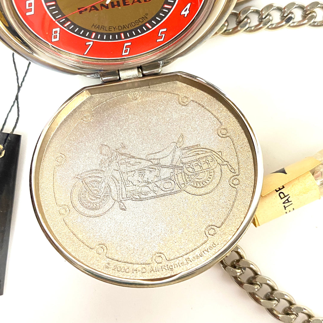 w077 Vintage Franklin Mint Harley-Davidson 1948 Panhead Collector's Pocket Watch & Eagle Stand
