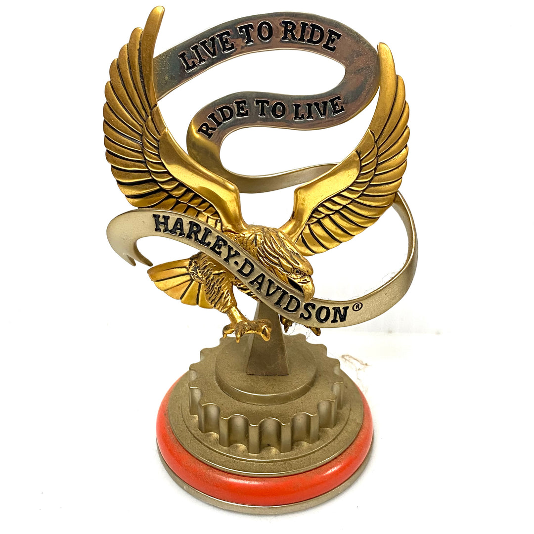 w077 Vintage Franklin Mint Harley-Davidson 1948 Panhead Collector's Pocket Watch & Eagle Stand