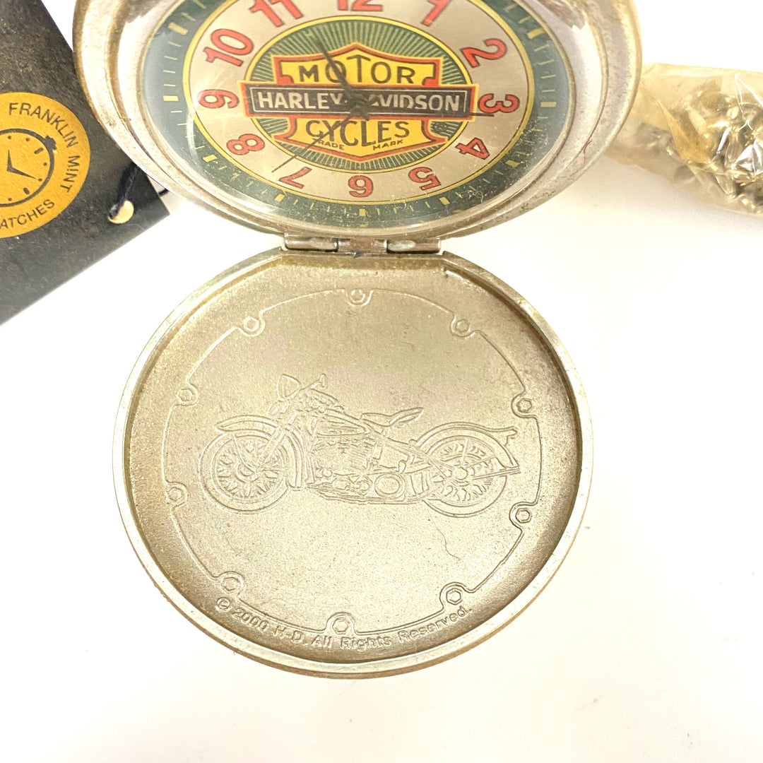 w078 Vintage Franklin Mint Harley-Davidson Collector's Pocket Watch Eagle Stand