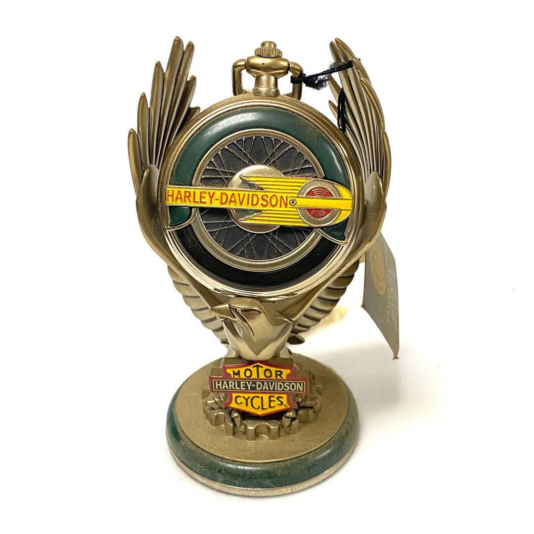 w078 Vintage Franklin Mint Harley-Davidson Collector's Pocket Watch Eagle Stand