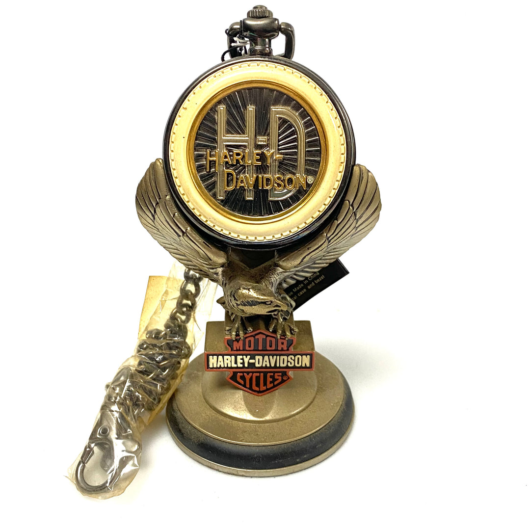 w079 Vintage 1998 Franklin Mint Harley-Davidson 1903 Single Pocket Watch & Stand