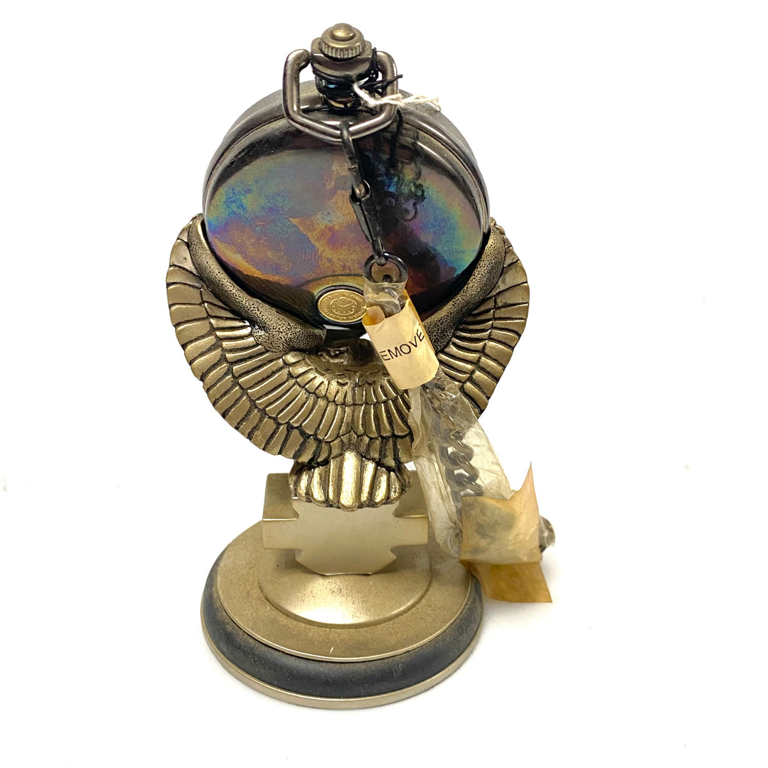 w079 Vintage 1998 Franklin Mint Harley-Davidson 1903 Single Pocket Watch & Stand