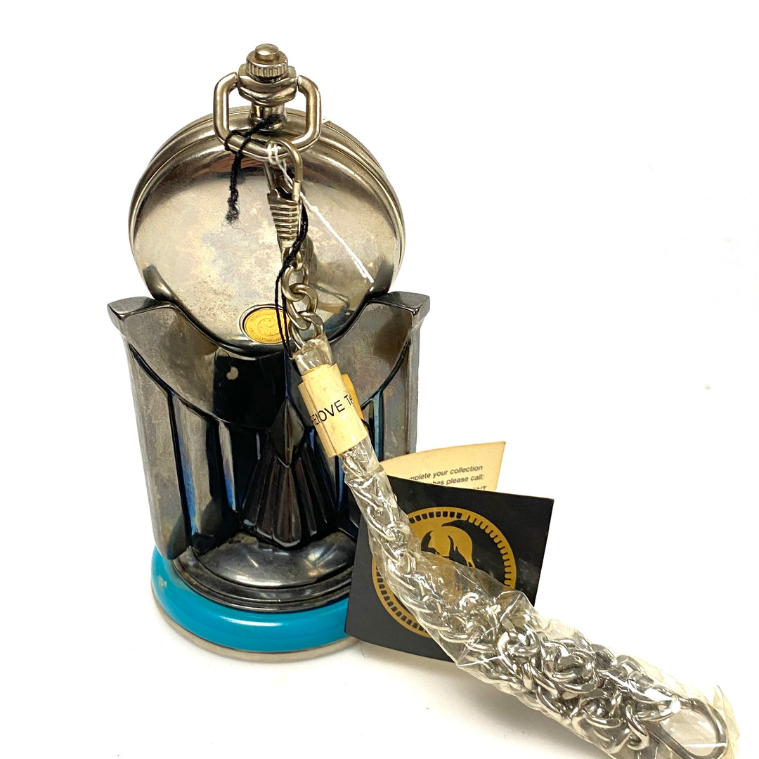w080 Harley-Davidson 1998 Franklin Mint "Road King" Precision Pocket Watch & Eagle Stand