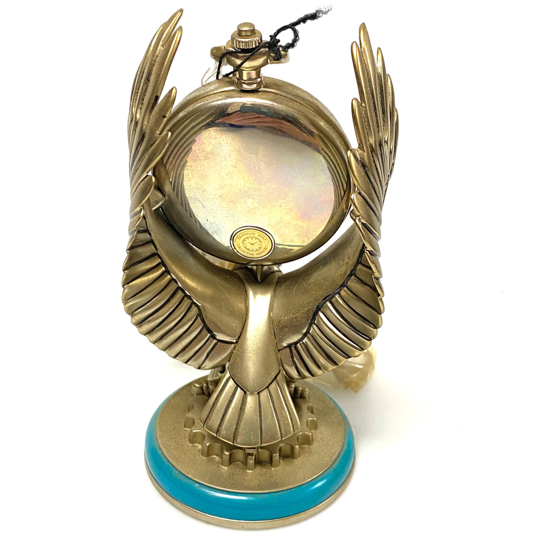w081 Vintage Franklin Mint Harley-Davidson 1949 Hydra-Glide Collectible Pocket Watch & Eagle Stand